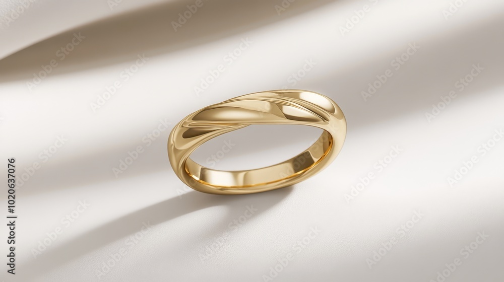 A beautifully crafted gold wedding ring displayed on a clean, white background. A beautifully crafted gold wedding ring displayed on a clean, white background.