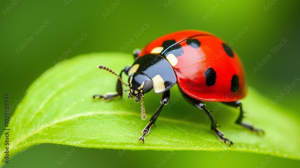 closeup of ladybug on leaf closeup of ladybug on leaf