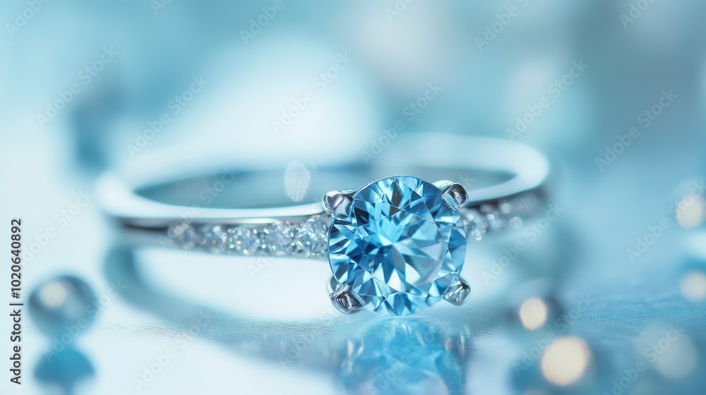 A close-up of a gemstone ring set in white gold, reflecting soft light for a luxurious feel. A close-up of a gemstone ring set in white gold, reflecting soft light for a luxurious feel.