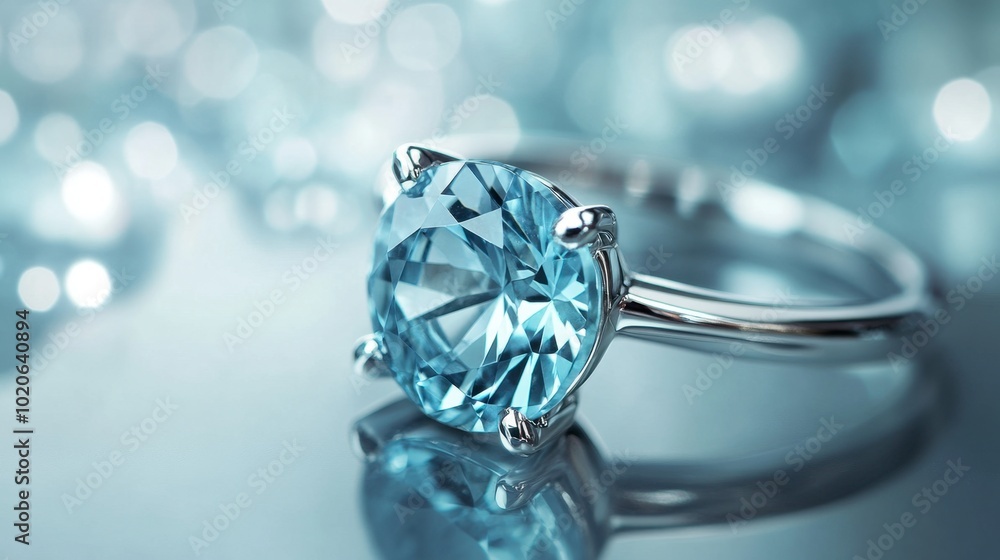 A close-up of a gemstone ring set in white gold, reflecting soft light for a luxurious feel. A close-up of a gemstone ring set in white gold, reflecting soft light for a luxurious feel.