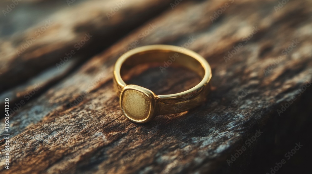 A close-up of a gold signet ring resting on a weathered wooden surface, evoking a sense of history. A close-up of a gold signet ring resting on a weathered wooden surface, evoking a sense of history.