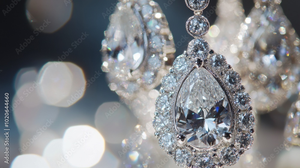 A close-up of diamond-encrusted earrings sparkling under soft, natural light. A close-up of diamond-encrusted earrings sparkling under soft, natural light.