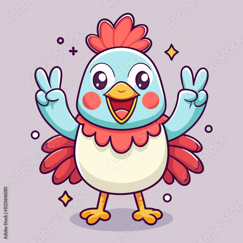 Hand-Drawn Chicken Emote with Funny Expressions. Clip art 