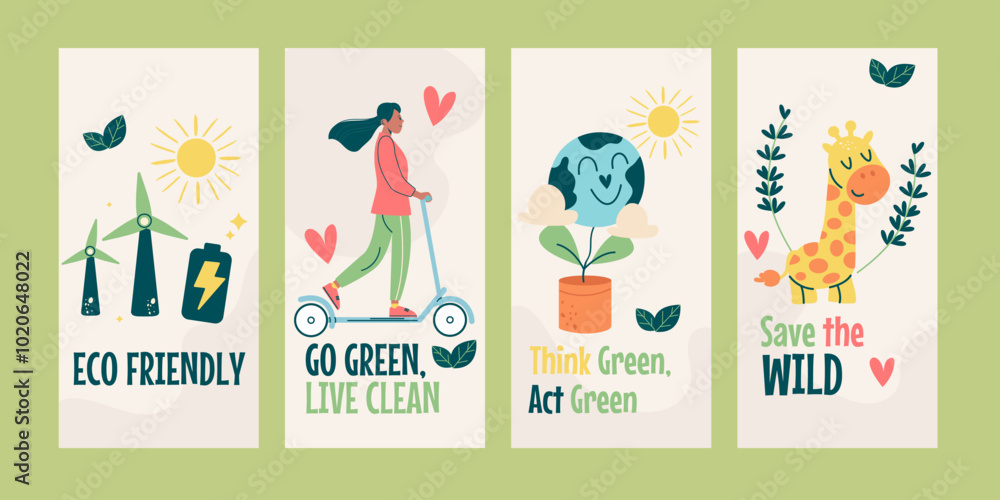 Fototapeta premium Social media instagram stories eco friendly concept