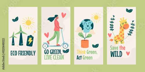 Social media instagram stories eco friendly concept