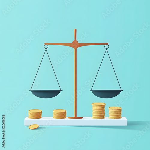 Wallpaper Mural A scale with two sides and a pile of gold coins on one side Torontodigital.ca