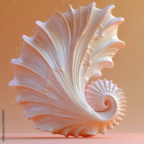 Beautiful Pink Seashell Sculpture, 3D Art, Shell Vase, Decoration, Gift Idea