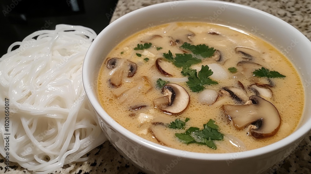 Delicious Soup with Mushrooms and Noodles Delicious Soup with Mushrooms and Noodles