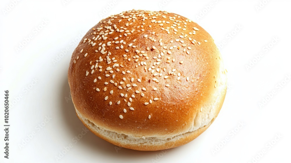 A top view shot of a freshly baked hamburger bun, isolated on a white background. A top view shot of a freshly baked hamburger bun, isolated on a white background.