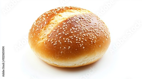 Wallpaper Mural A top view shot of a freshly baked hamburger bun, isolated on a white background. Torontodigital.ca