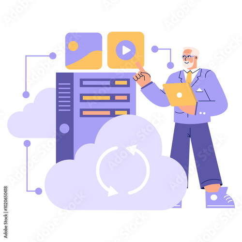 Older Businessman. Flat Vector Illustration