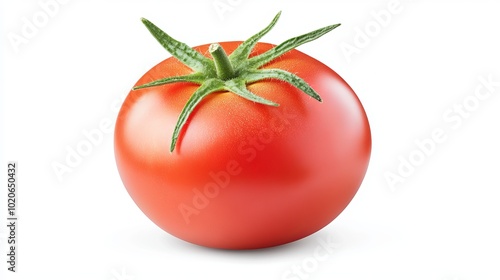 A fresh tomato isolated against a clean background, showcasing its vibrant red color and smooth texture.