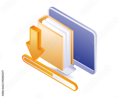 Computer data folder transfer process isometric illustration