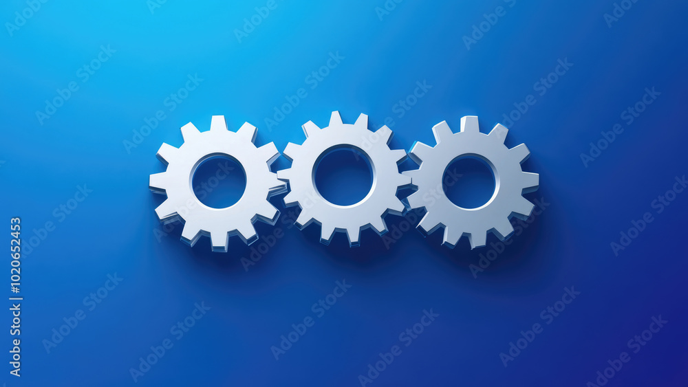 White Mechanical Gears Arranged on Blue and Purple Background White Mechanical Gears Arranged on Blue and Purple Background