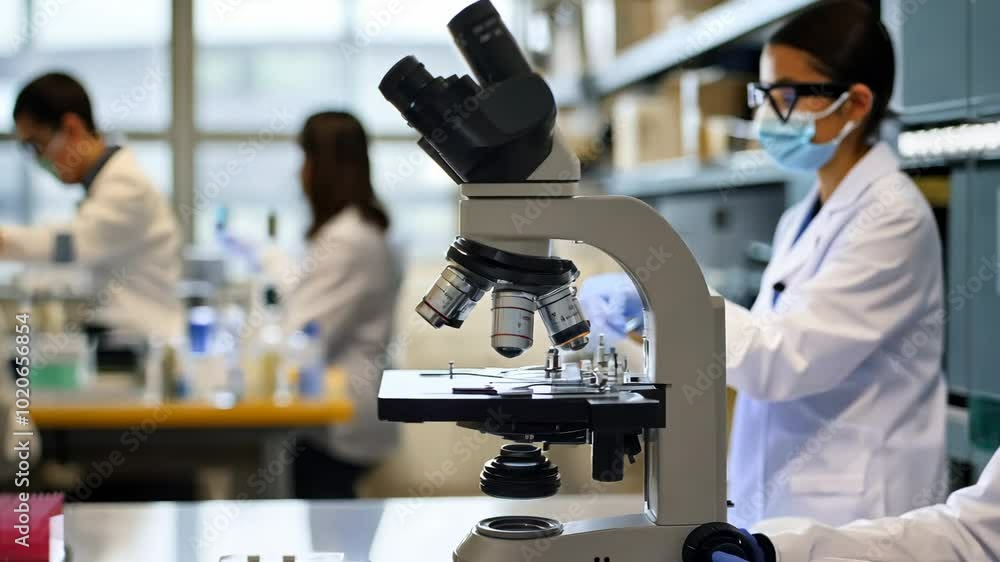 A group of scientists are working in a lab A group of scientists are working in a lab