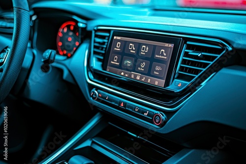 Wallpaper Mural Modern Car Interior with Digital Display and Control Buttons Torontodigital.ca