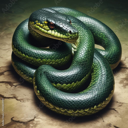 Realistic illustration of snake body with shiny skin patern.