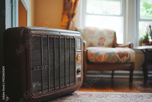 Vintage Brown Space Heater with Grate and Controls