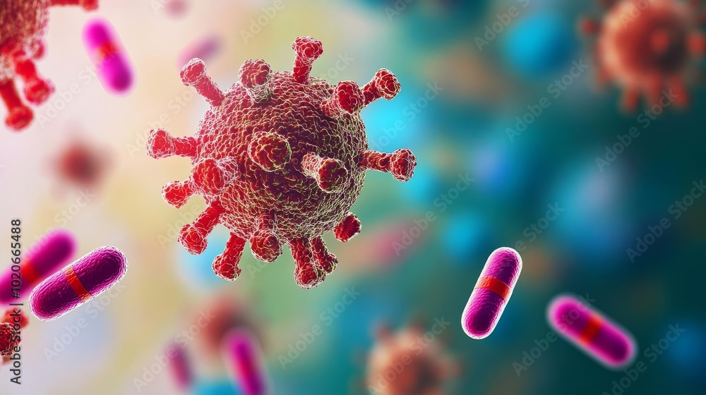 Bacterial infection thriving despite antibiotics, visualizing superbug resistance, 3D illustration Bacterial infection thriving despite antibiotics, visualizing superbug resistance, 3D illustration