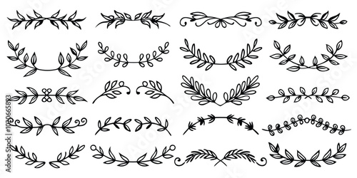 20 set of hand drawn floral leaf svg set