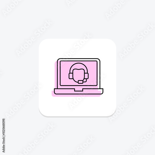 Virtual Assistant color shadow thinline icon , vector, pixel perfect, illustrator file