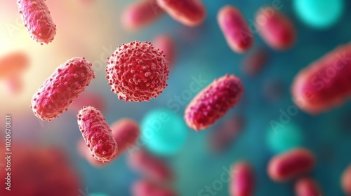 Multi-resistant bacteria on hospital surfaces, 3D illustration