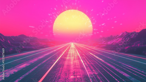 road in the city in 90's Generative AI