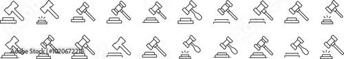 Judicial Gavel Related Image Collection. Editable Stroke. Perfect for Infographics, Articles, Books, Flyers, Banners