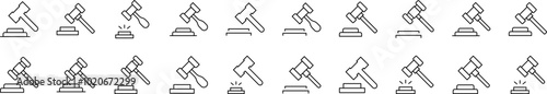 Judicial Gavel Picture Collection. Editable Stroke. Perfect for Infographics, Articles, Books, Flyers, Banners