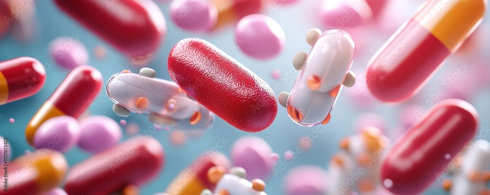 Resistant bacteria interacting with antibiotics, close-up view, 3D illustration Resistant bacteria interacting with antibiotics, close-up view, 3D illustration