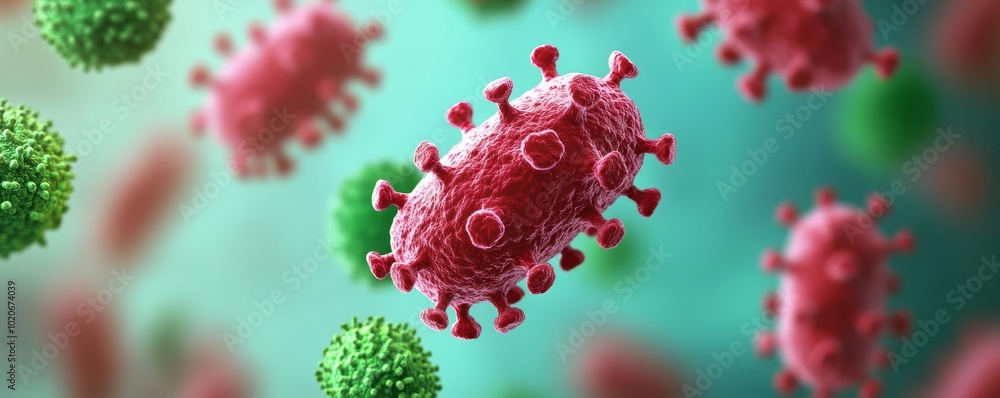 Resistant bacteria spreading in hospital environments, medical hazard, 3D illustration Resistant bacteria spreading in hospital environments, medical hazard, 3D illustration