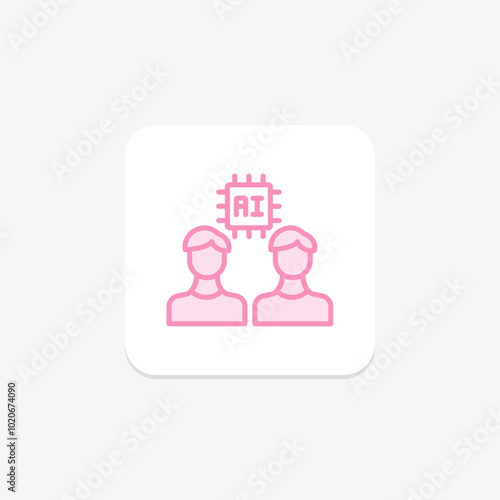 Ai Collaboration duotone line icon , vector, pixel perfect, illustrator file