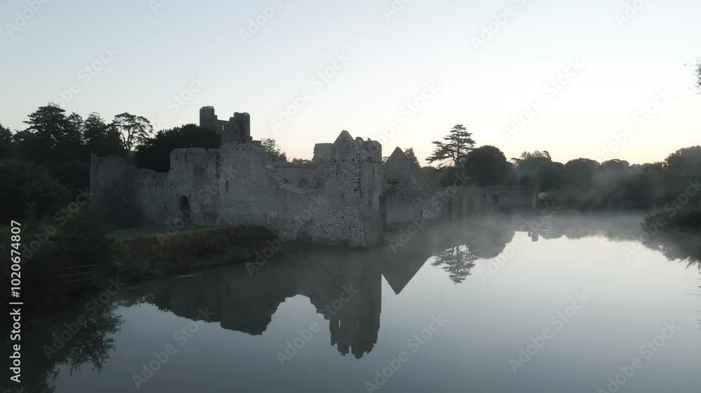 Desmond Castle Adare During Early Morning In Limerick, Ireland. Aerial Shot Desmond Castle Adare During Early Morning In Limerick, Ireland. Aerial Shot