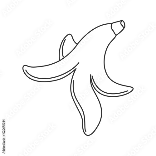 Hand drawn banana peel icon  in doodle style. Outlined banaan peel photo