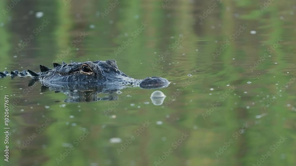 Alligator Head Swimming Approaching in Water