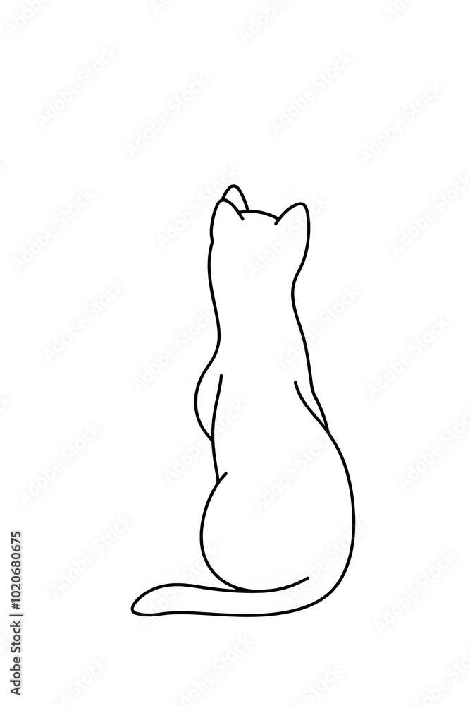 Minimalistic silhouette of a cat on a white background with space to copy Minimalistic silhouette of a cat on a white background with space to copy