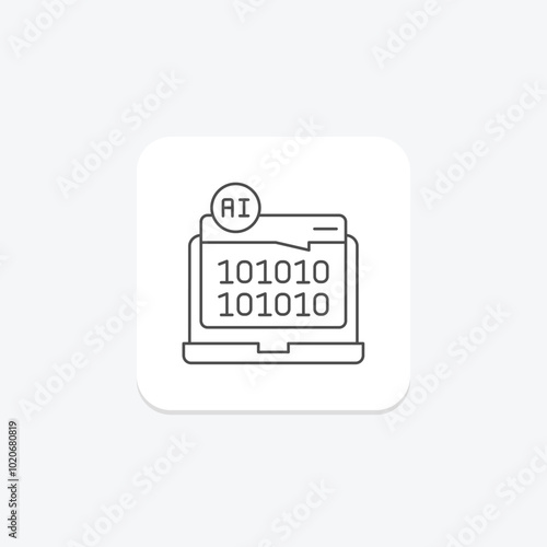 Ai Programming Code thinline icon , vector, pixel perfect, illustrator file