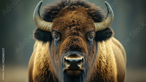 Close-up portrait of a majestic bison