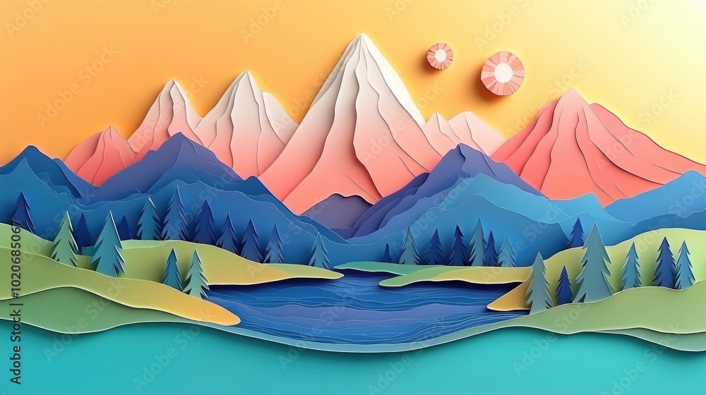 Majestic Mountains and Serene Lakes in a Scenic Landscape Beautiful Mountainous Landscape with Calm Lakes Majestic Mountains and Serene Lakes in a Scenic Landscape Beautiful Mountainous Landscape with Calm Lakes