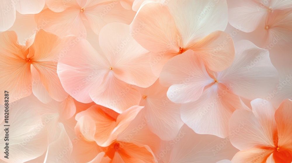 A visually soft and appealing background with transparent flower petals arranged in a harmonious, seamless design A visually soft and appealing background with transparent flower petals arranged in a harmonious, seamless design