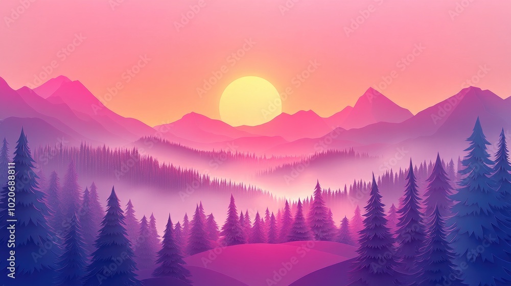 Majestic coniferous forest landscape shrouded in fog with sun rays illuminating the scene during sunrise over a hill Foggy coniferous forest landscape with sun rays at sunrise Majestic coniferous forest landscape shrouded in fog with sun rays illuminating the scene during sunrise over a hill Foggy coniferous forest landscape with sun rays at sunrise