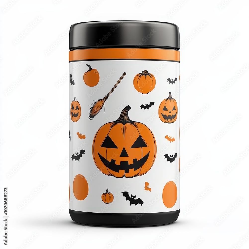 Obraz premium Halloween Pumpkin Design on Insulated Food Jar