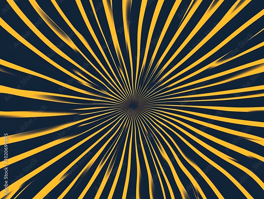 Obraz premium A golden sunburst emanating symmetrical, radiant rays against a dark blue backdrop