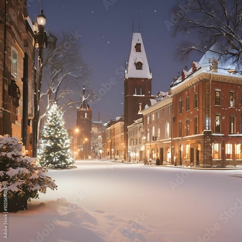 town in winter