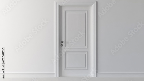 White door mock up isolated on white background
