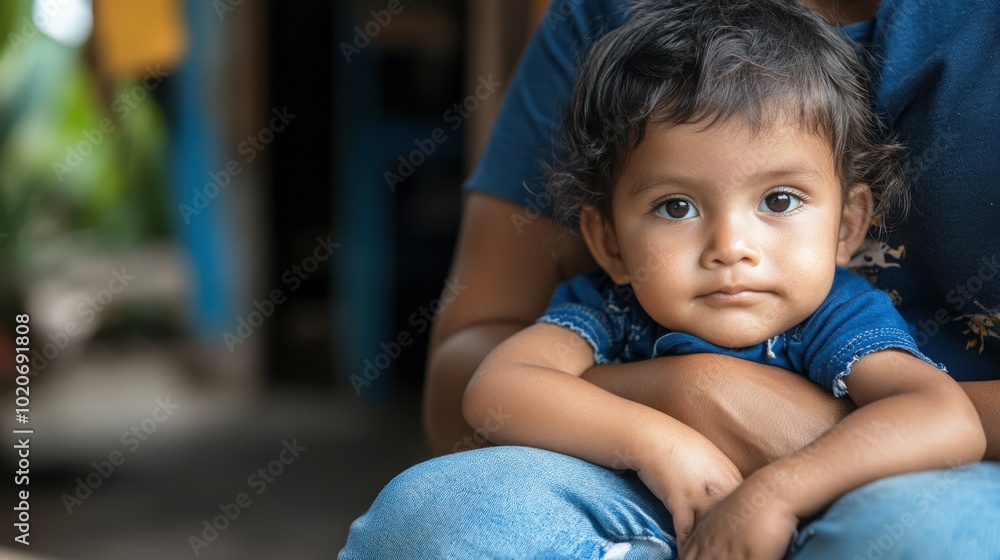 Thoughtful young child with dark curly hair Thoughtful young child with dark curly hair
