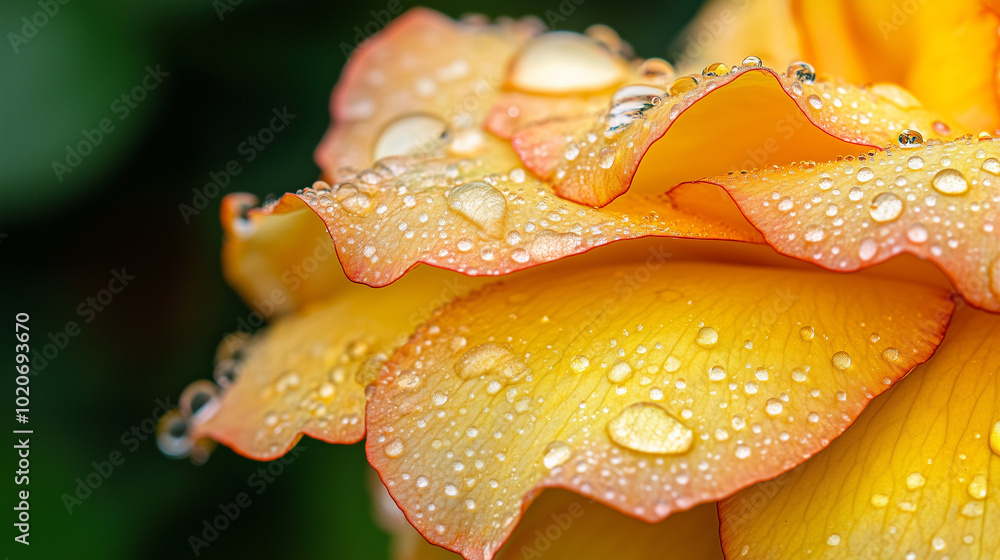yellow flower with dew drops Generative AI