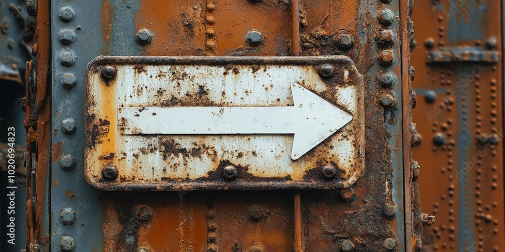 Rusty metal arrow sign pointing the way Rusty metal arrow sign pointing the way