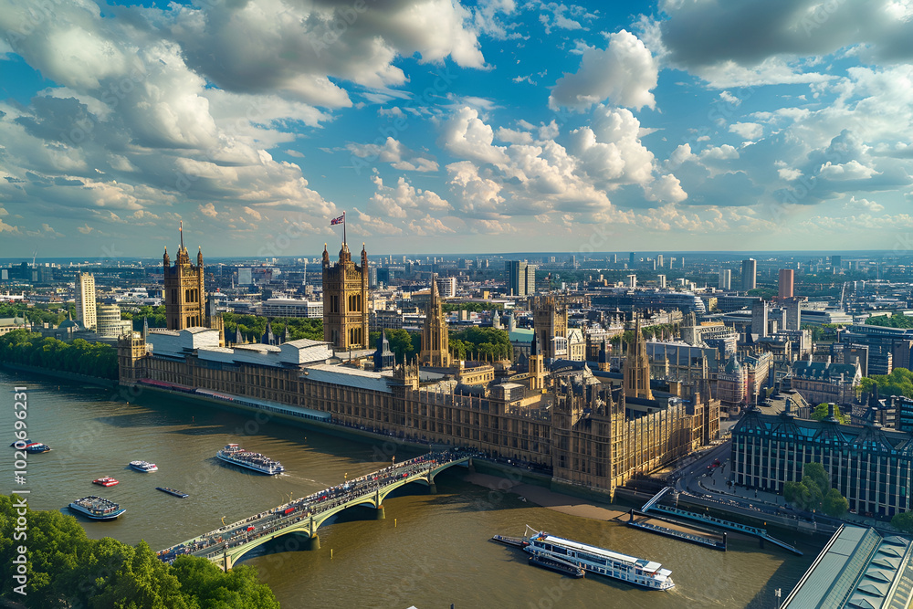 Obraz premium A bird's-eye view of London landscape photography. View of Big Ben.