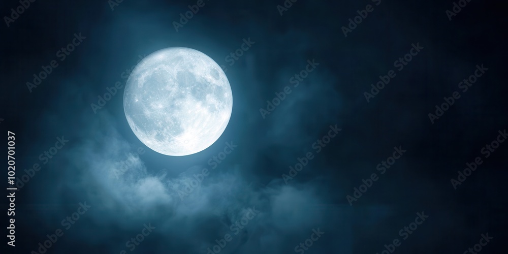 A captivating night sky with a luminous full moon surrounded by soft, wispy clouds, creating a serene and mystical atmosphere. A captivating night sky with a luminous full moon surrounded by soft, wispy clouds, creating a serene and mystical atmosphere.